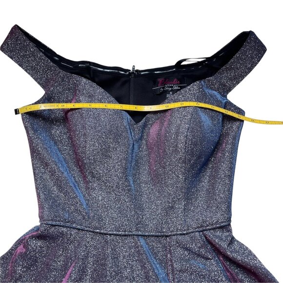 Blondie Nites Off-The-Shoulder Shine Fit & Flare Dress SZ 5 - Picture 11 of 13